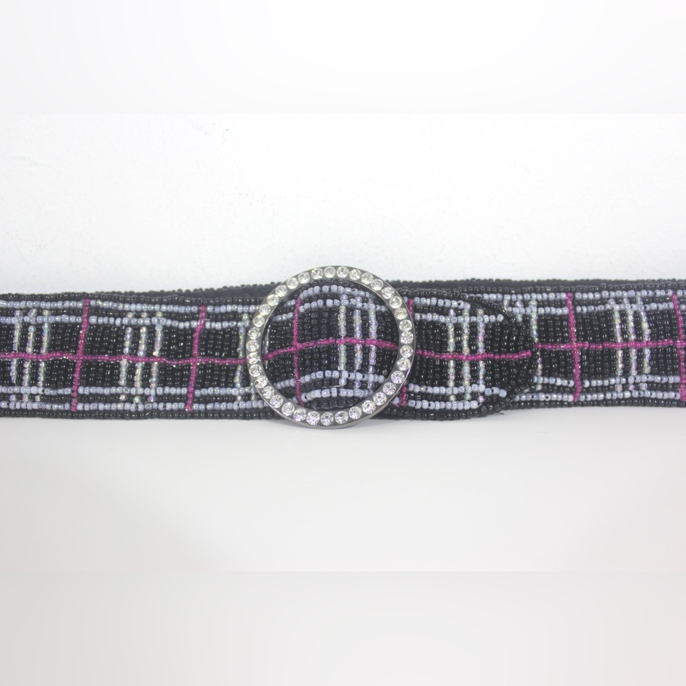 Heavily Beaded Vintage Belt with Rhinestone Buckle